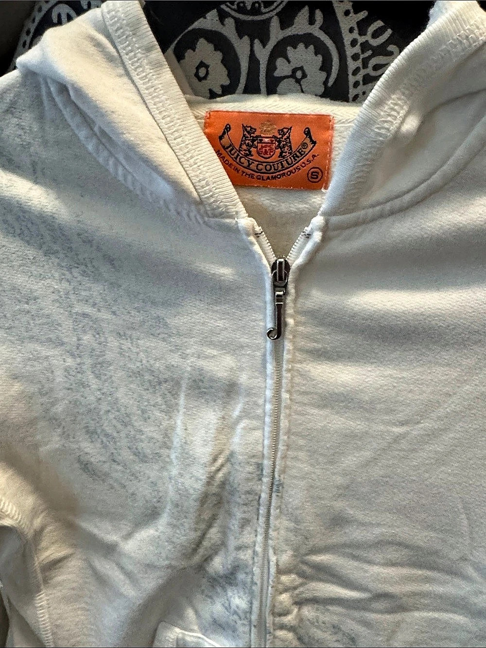 Vintage Juicy Couture Souvenir of Her Majesty Crown Zip Up Hoodie White Small - Picture 3 of 4